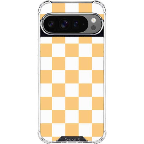 Yellow and White Checkerboard Google Pixel 10 Pro XL Clear Case